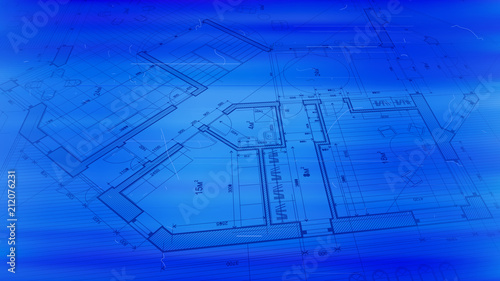 Architecture design: blueprint plan - vector illustration of a plan modern residential building / technology, industry, business concept illustration: real estate, building, construction, architecture