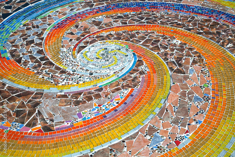 Colorful patterns of beautiful mosaics on the floor.