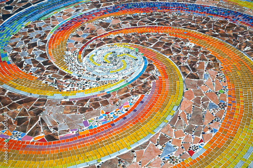 Colorful patterns of beautiful mosaics on the floor.