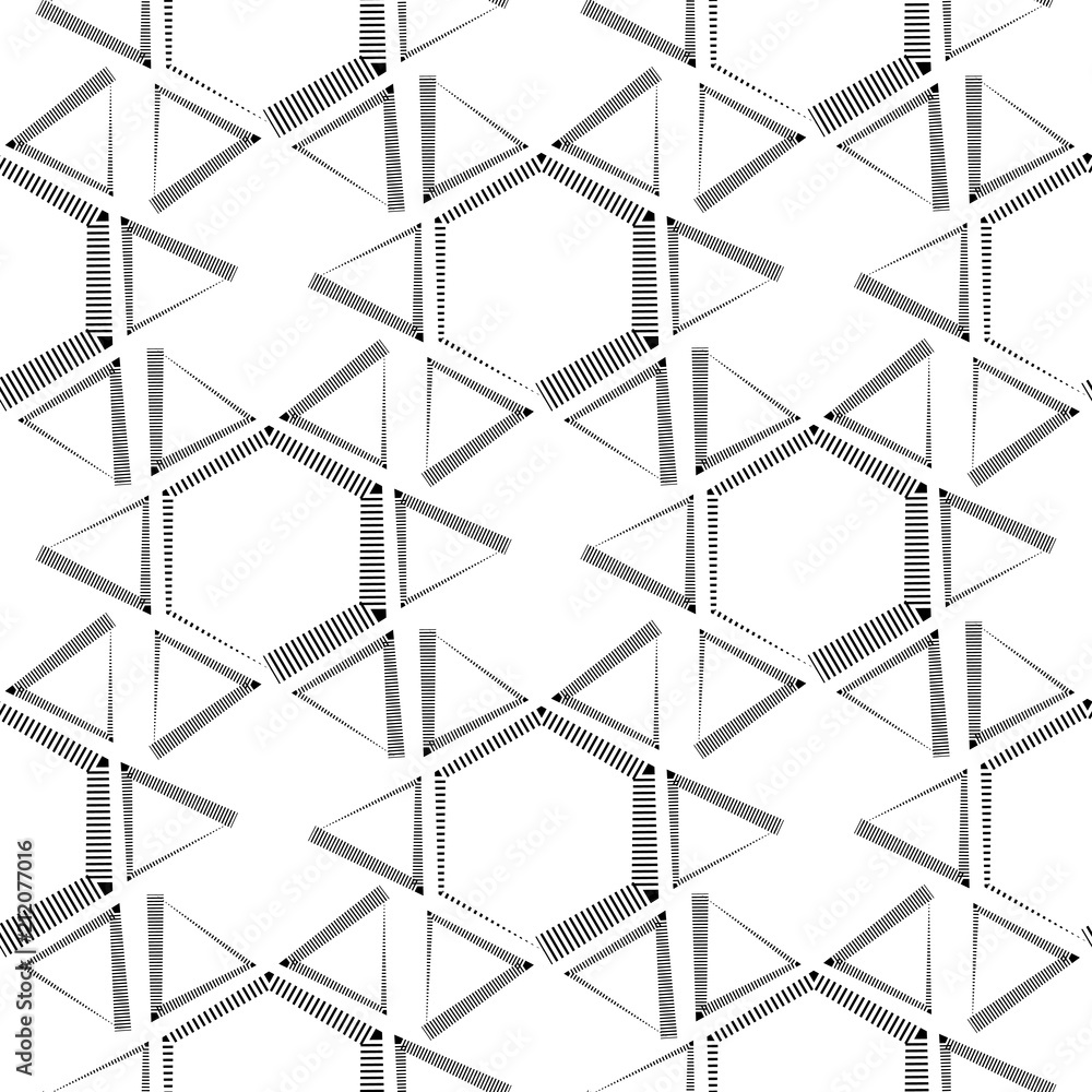 Abstract geometric pattern from the lines of strips,  square, triangle, star, polygon, ornament, seamless pattern, texture, high. For wallpapers and fabrics. Vector illustration.