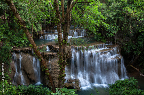 Huai Mae Khamin Waterfall in Kanchanaburi  Thailand.
