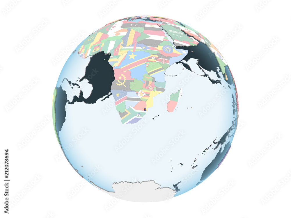 Swaziland with flag on globe isolated Swaziland with flag on globe isolated