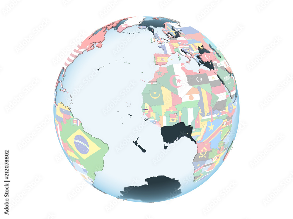 Gambia with flag on globe isolated Gambia with flag on globe isolated