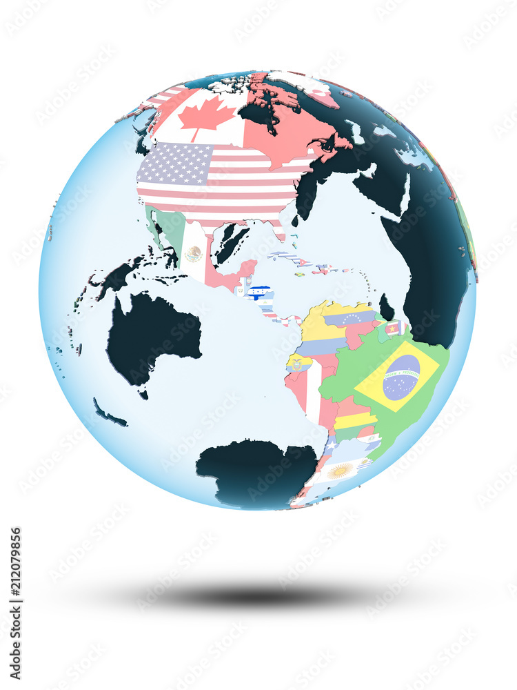Obraz premium Honduras on globe with flags