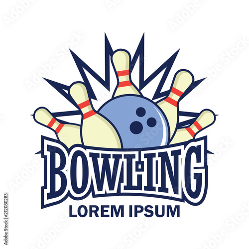 bowling logo with text space for your slogan / tag line, vector illustration