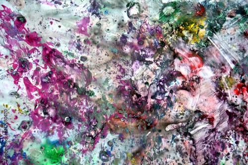 Purple pink yellow gray spots of paint watercolor background  colorful vivid abstract background