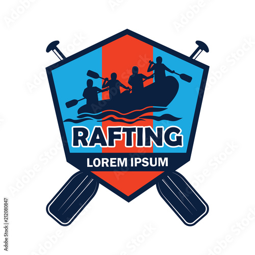 rafting logo with text space for your slogan / tag line, vector illustration