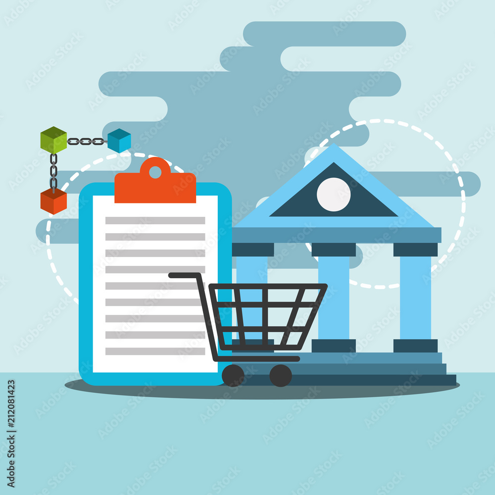 Obraz premium bank transfer online shopping blockchain