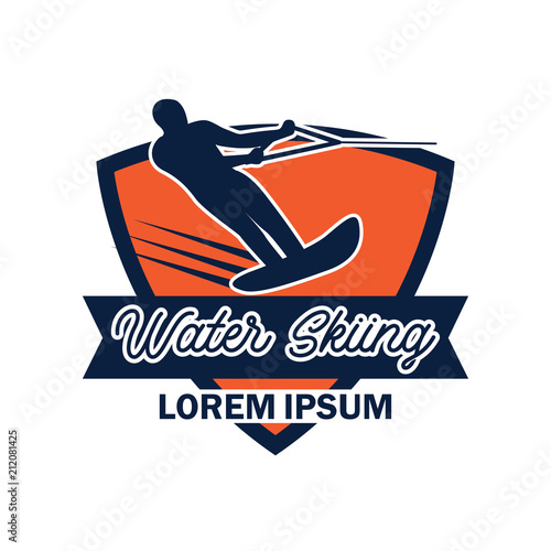 water skiing logo with text space for your slogan / tag line, vector illustration
