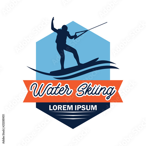 water skiing logo with text space for your slogan / tag line, vector illustration