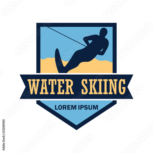 water skiing logo with text space for your slogan / tag line, vector illustration