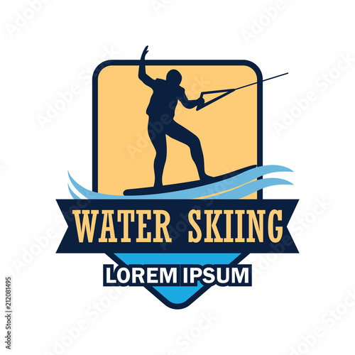 water skiing logo with text space for your slogan / tag line, vector illustration