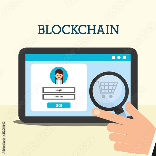 tablet virtual wallet search shopping blockchain