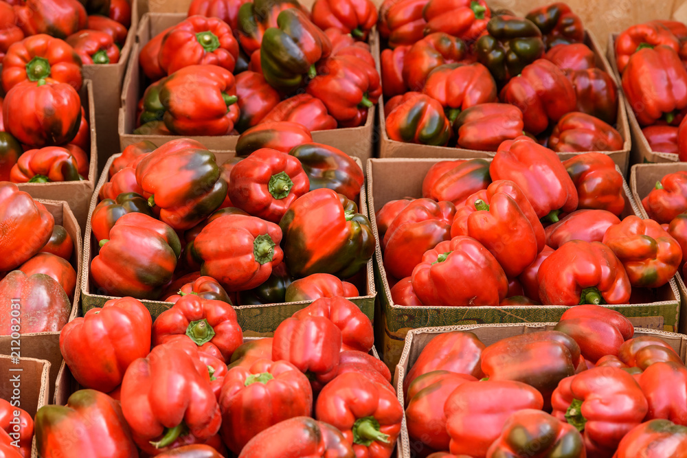 Red Pepper Capsicum In Vegetable Market Red Pepper Capsicum In Vegetable Market