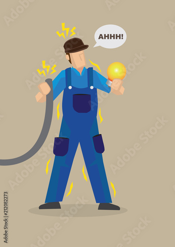 Electric Shock Occupational Hazard Vector Illustration