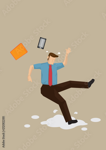 Slippery Floor Accident Vector Illustration
