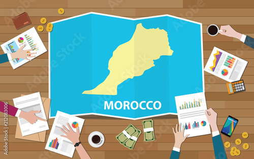 morocco africa economy country growth nation team discuss with fold maps view from top