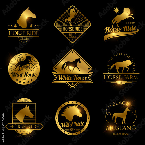 Racing horse, running mare vector vintage