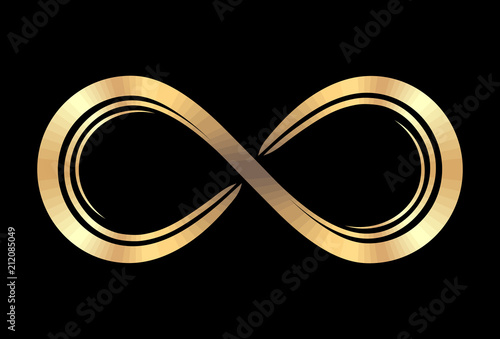 Cold infinity symbol on a black background for your design or logo. Vector illustration.
