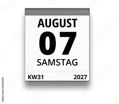 Kalender für Samstag, 7. AUGUST 2027 (Woche 31)