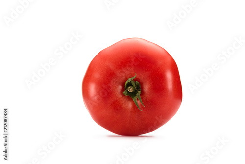 close up view of fresh tomato isolated on white
