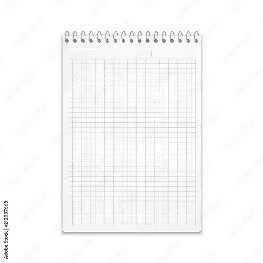 Realistic vector illustration notepad of square paper. Notepad mock up isolated on white background. Vector EPS10 Realistic vector illustration notepad of square paper. Notepad mock up isolated on white background. Vector EPS10