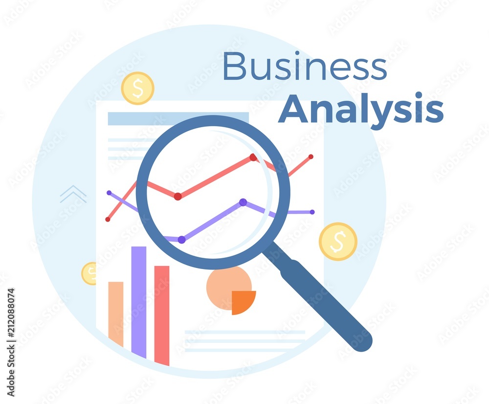 Financial Business analysis vector flat illustration. Concept of accounting, analysis, audit, financial report. Auditing tax process. EPS 10 Financial Business analysis vector flat illustration. Concept of accounting, analysis, audit, financial report. Auditing tax process. EPS 10