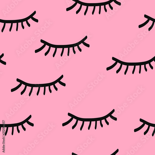 Lashes handdrawn seamless pattern