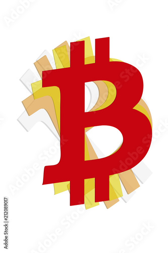 Bitcoin de color rojo sobre fondo blanco.