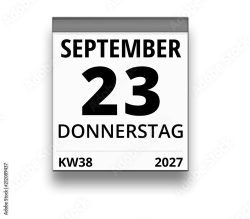 Kalender für Donnerstag, 23. SEPTEMBER 2027 (Woche 38)