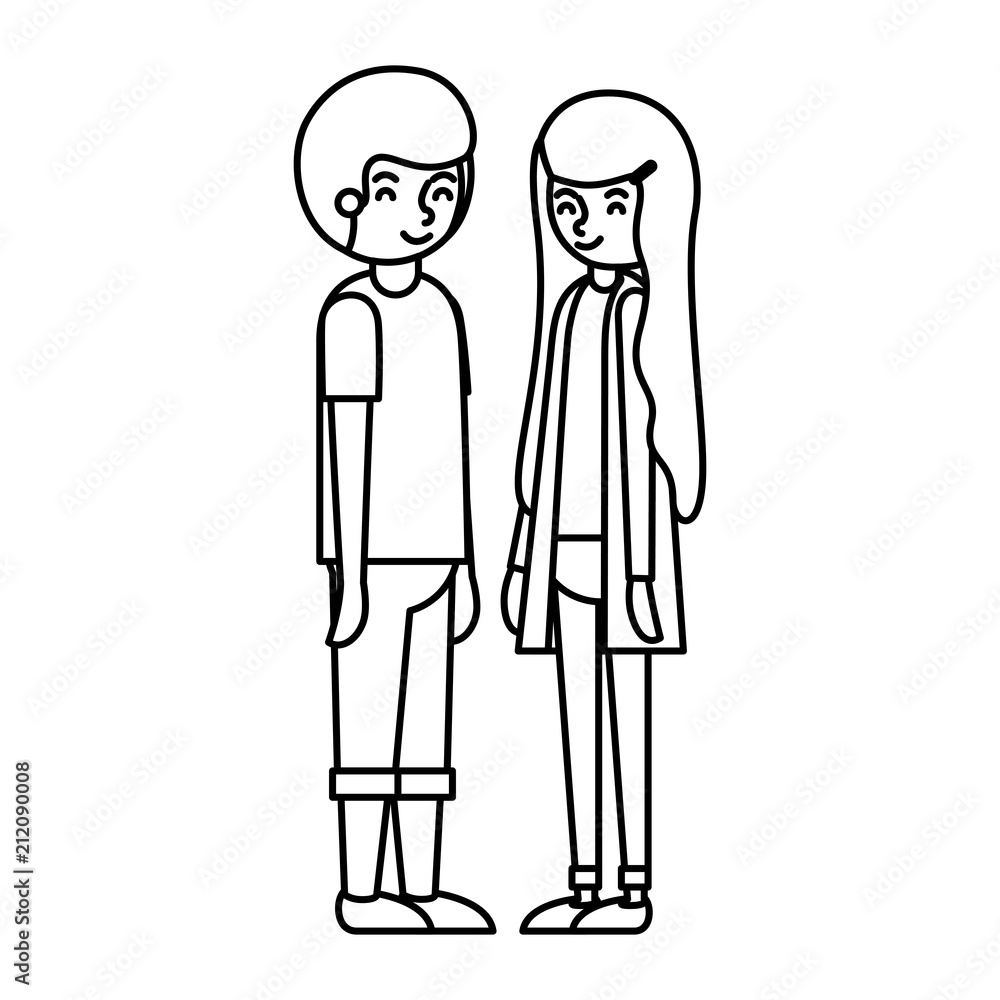 young couple avatars characters vector illustration design young couple avatars characters vector illustration design