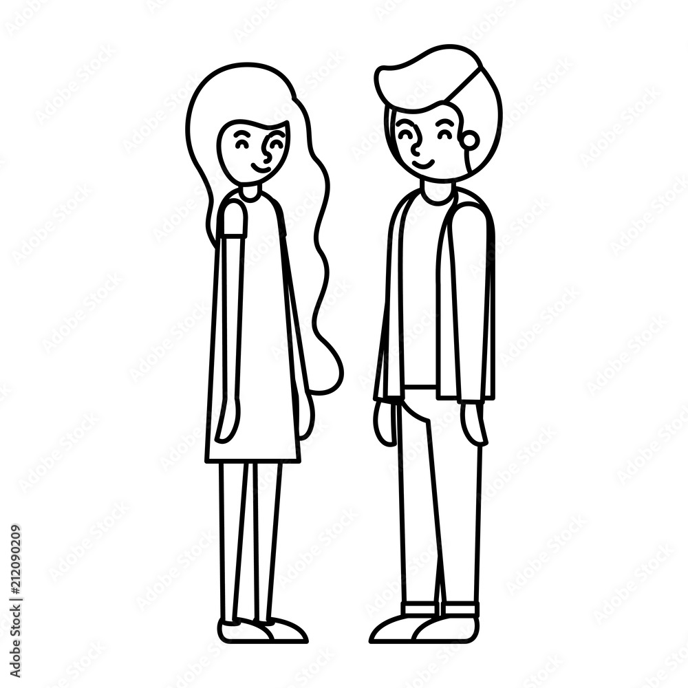 young couple avatars characters vector illustration design young couple avatars characters vector illustration design