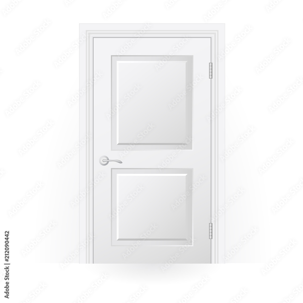 Closed door icon - blank white door with panels Closed door icon - blank white door with panels