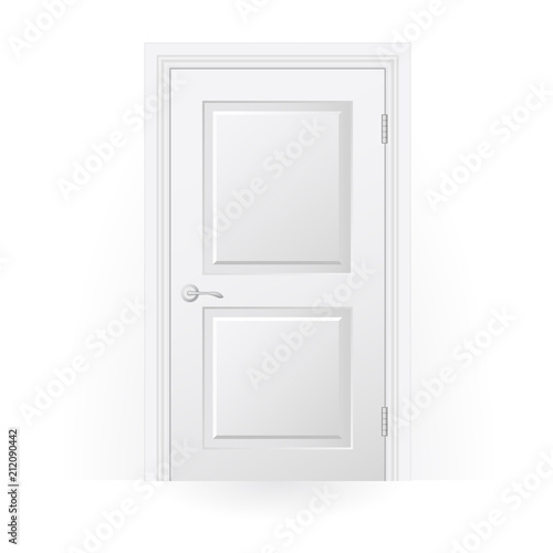 Closed door icon - blank white door with panels