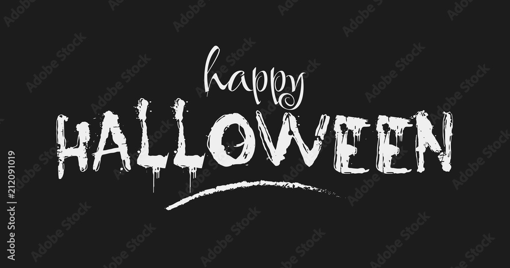 Happy Halloween Grunge Font. Horror Poster, black background.