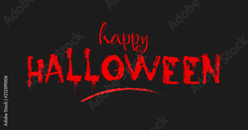 Happy Halloween Grunge Red Font. Party Invitation.