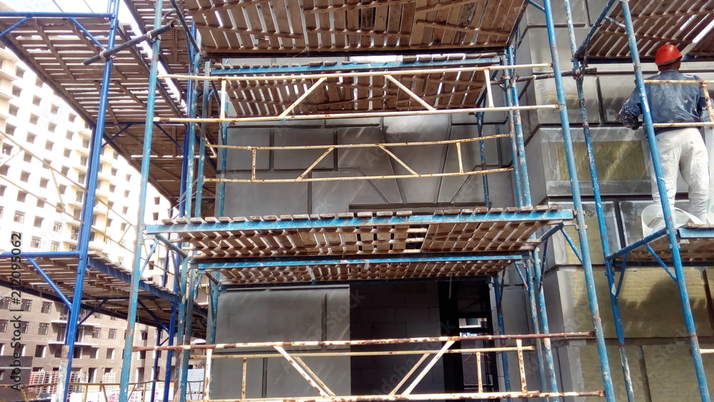 Scaffolding, construction of high-rise buildings