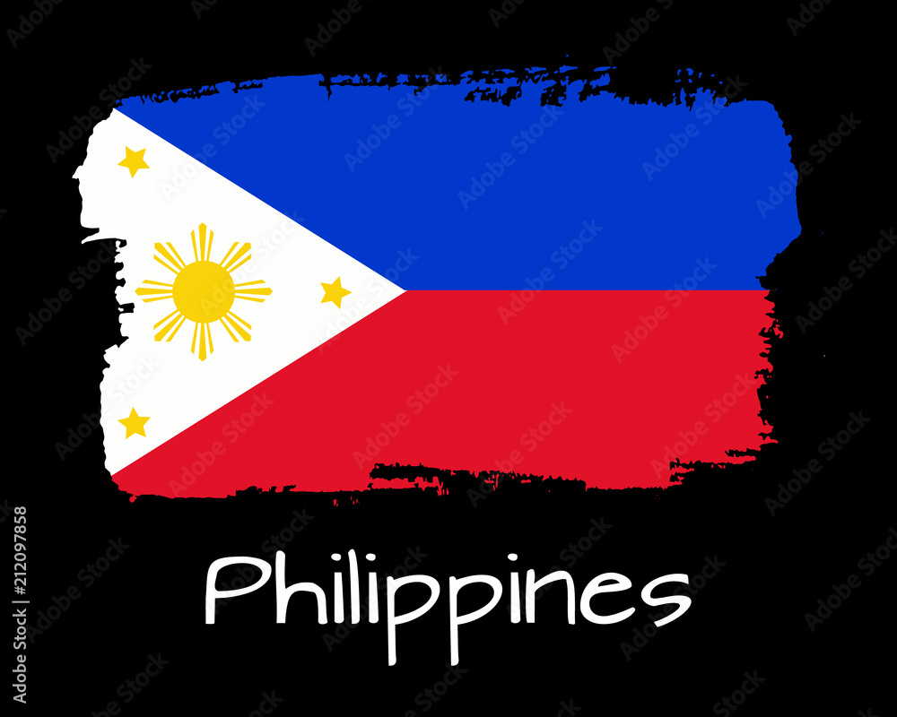Vector Illustration Hand Draw Philippines Flag National Philippines Banner For Design On Black Background Stock Vector Adobe Stock
