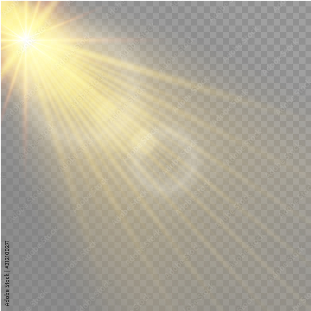 Vector transparent sunlight special lens flare light effect. Sun flash.