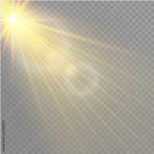 Vector transparent sunlight special lens flare light effect. Sun flash.