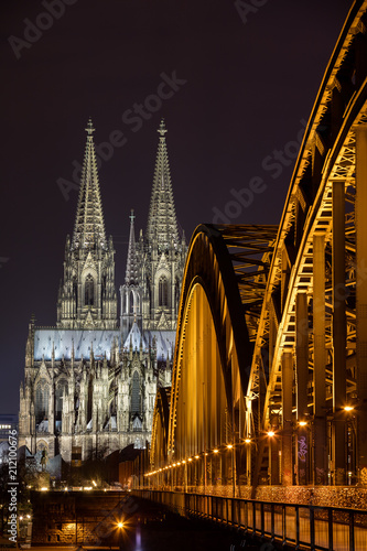 Cologne Hohenzollern Bridge in Front of Cathedral