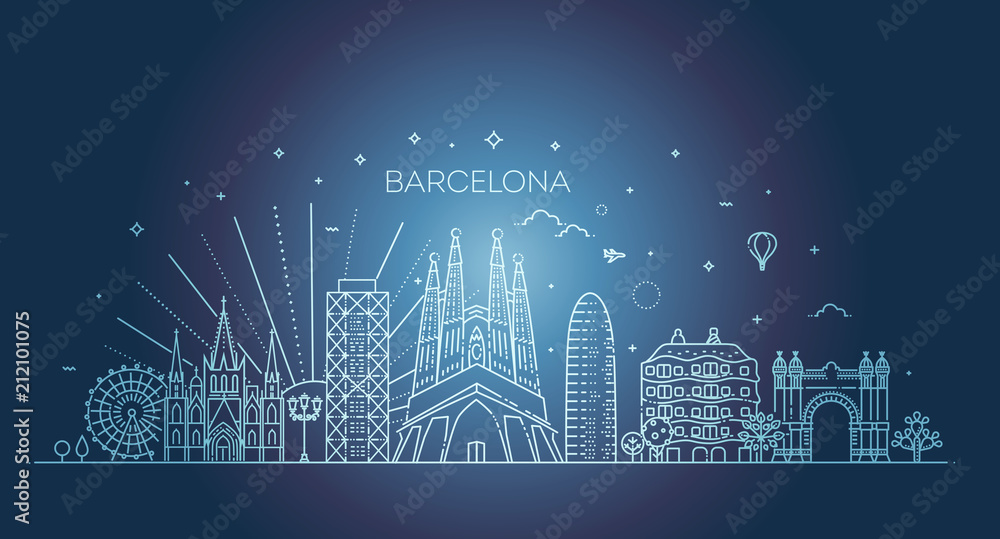 Fototapeta premium Barcelona skyline, Spain