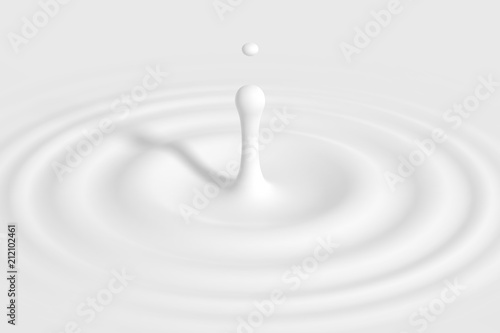 Drop falling into milk, lotion or paint