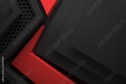 black dark and red graphic shape background 3d illustration