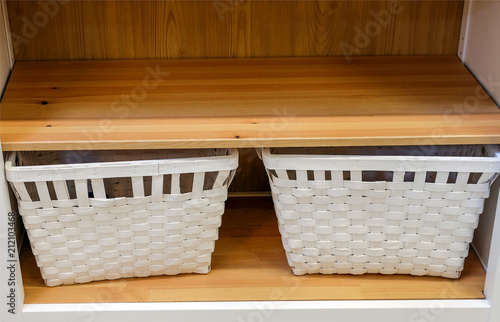 Boho style rattan drawers cabinet isolated on white background