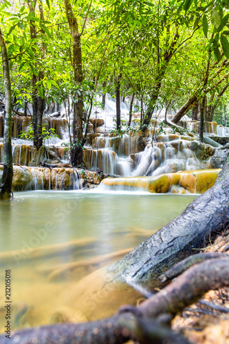 Waterfalls where the water flows smoothly: Wang Sai Thong Waterfall, Satun Province, Thailand