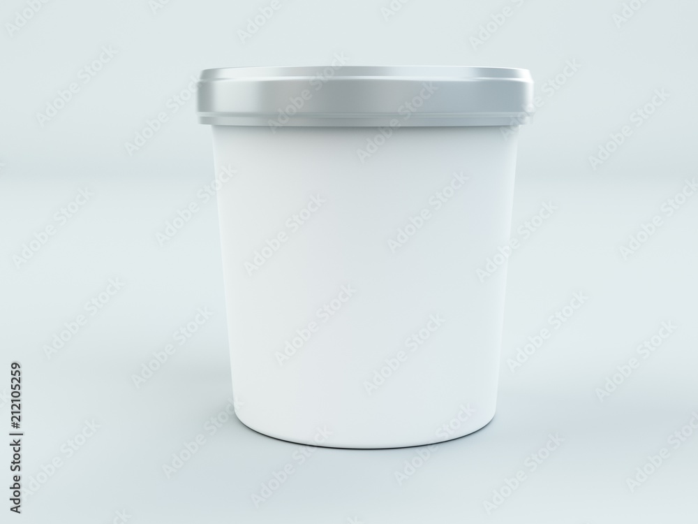white paper canister with silver lid for ice cream and yogurt mockup white paper canister with silver lid for ice cream and yogurt mockup