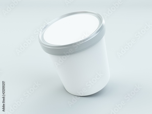 white paper canister with silver lid for ice cream and yogurt mockup
