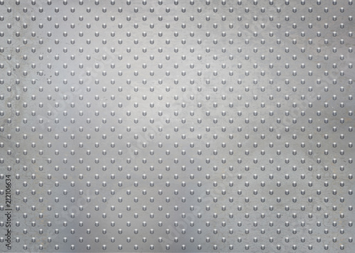 silver metal wall with circle rivets on it, STEEL RIVETED METAL PLATE
