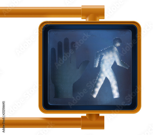 New clean, modern, Manhattan new york, walk don't walk pedestrian crosswalk street sign